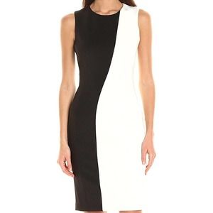 Calvin Klein Black and White Colorblock Sheath Dress